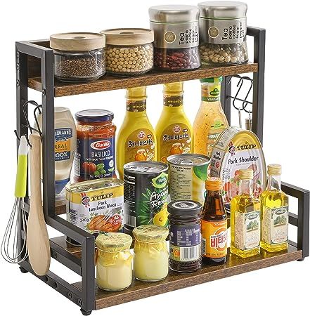 4-Tier Spice Rack with Stepped Design, Standing Kitchen Organizer Rack